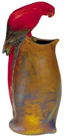 Zsolnay Vase with parrots, Zsolnay, around 1914