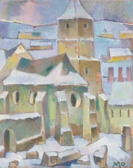 Mohy Sándor (1902-2001) Church in Dés in winter