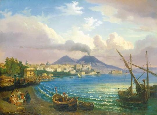 Kerpel, Leopold (1818-1880) The bay of Naples with the Vesuvius in the background, 1864