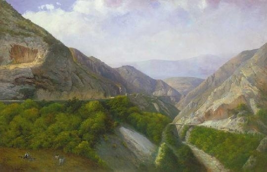 Telepy Károly (1828-1906) Italian mountain landscape, 1893