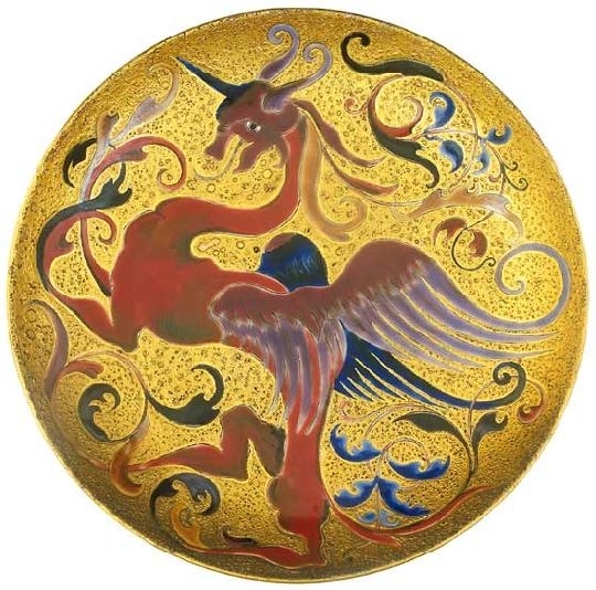 Zsolnay Ornamental plate with dragon, Zsolnay, around 1878
