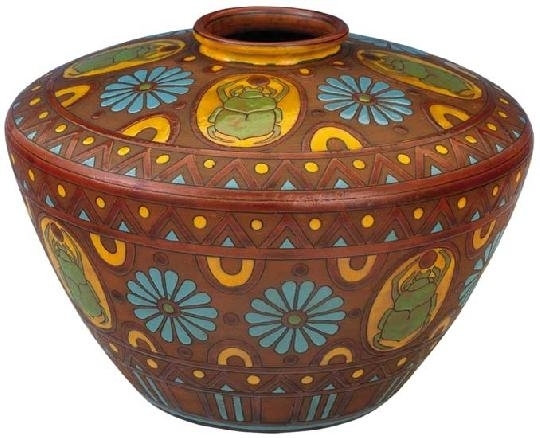 Zsolnay Vase from the Tutenkhamen series, Zsolnay, around 1924, decoration design: Teréz Mattyasovszkyné Zsolnay