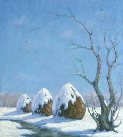 Balla Béla (1882-1965) Snow-covered haycocks