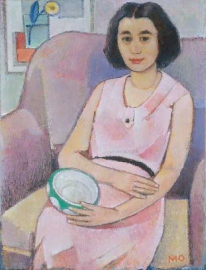 Mohy Sándor (1902-2001) Hölgy rózsaszín ruhában