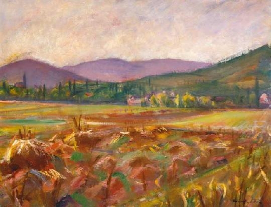 Márffy Ödön (1878-1959) Landscape at sunset