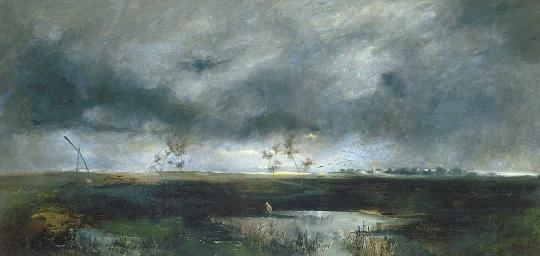 Lotz Károly (1833-1904) Sunset over the marsh