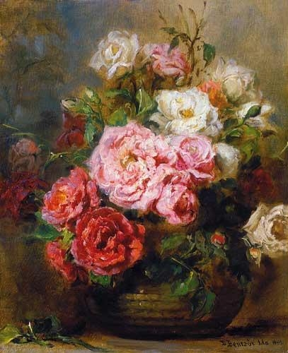 Benczúr Ida, Dolányiné (1876-1970) Still life with roses, 1949