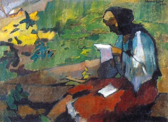 Nagy Oszkár (1883-1965) Woman reading a letter, 1934