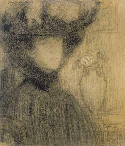 Rippl-Rónai József (1861-1927) Fiatal nő virágos kalapban, 1890