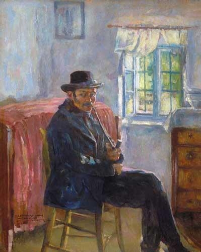 Perlmutter Izsák (1866-1932) Ablak előtt pipázó férfi, 1897