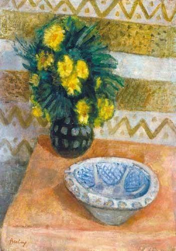Berény Róbert (1887-1953) Still life with flowers and plate