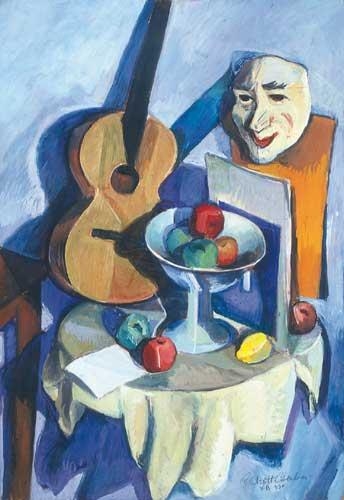 Perlrott-Csaba Vilmos (1880-1955) Csendélet gitárral és maszkkal, 1930