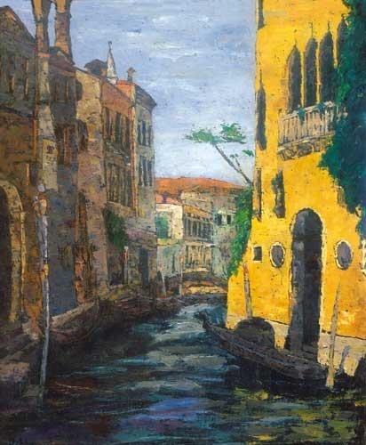 Orbán Dezső (1884-1987) Venetian gondolas