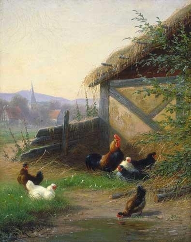 Lange, Fritz (1851-1922) Duck-pond, 1889,    Chicken-run, 1889
