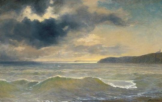 Telepy Károly (1828-1906) Waves on Lake Balaton, 1903