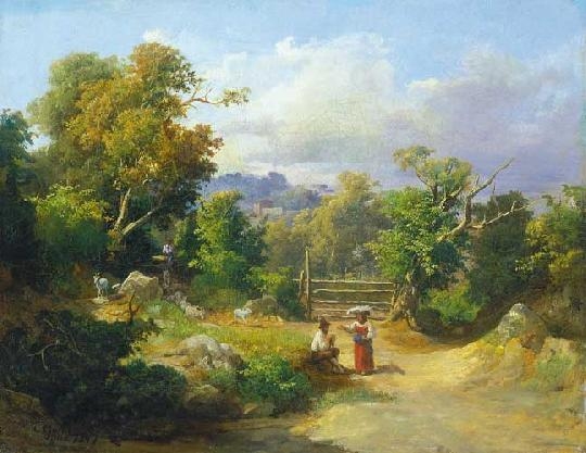 Markó Károly, Ifj. (1822 - 1891) Landscape with herdsmen, 1847
