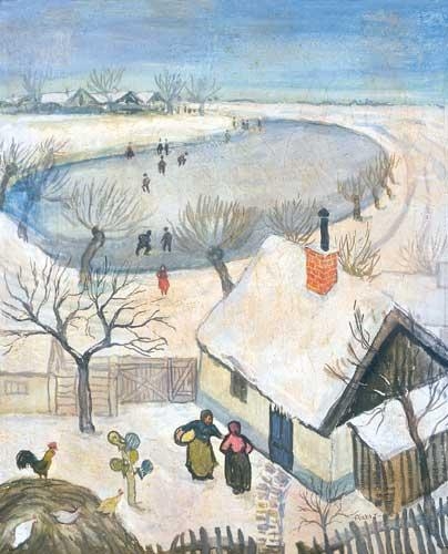 Pólya Tibor (1886-1937) Skaters in winter