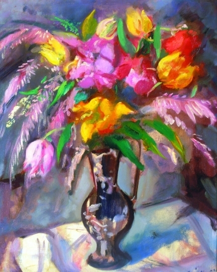 Márffy Ödön (1878-1959) Tulips in vase