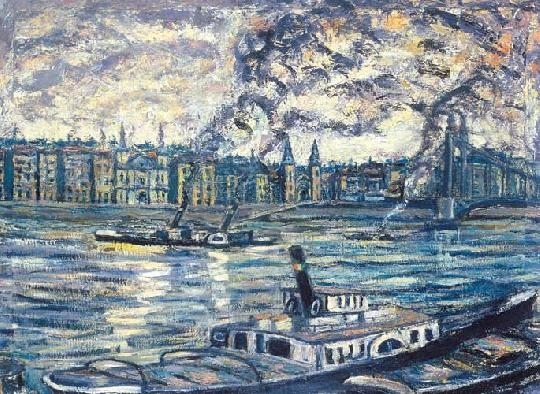 Vén Emil (1902-1984) Pesti látkép a Szabadság-híddal