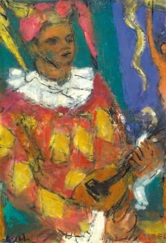 Czóbel Béla (1883-1976) Pierette mandolinnal