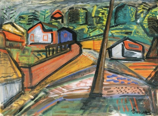 Barcsay Jenő (1900-1988) Tájkép házakkal (Szentendrei részlet), 1935 körül