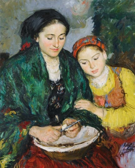 Glatz Oszkár (1872-1958) Anya kislányával, 1923