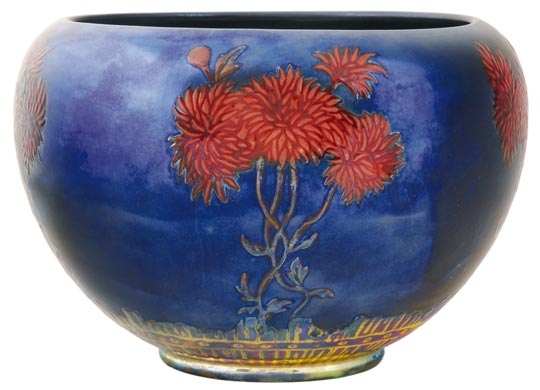 Zsolnay Plant pot with chrysanthemum décor, Zsolnay, 1899