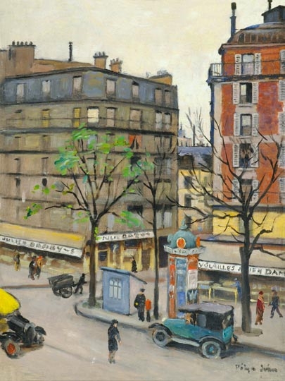 Pólya Iván (1889-1939) Parisian street detail