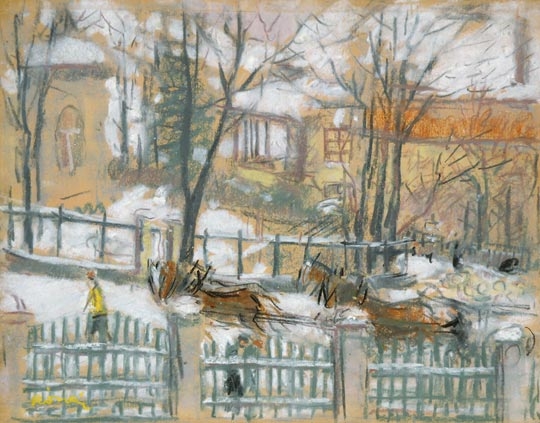 Rippl-Rónai József (1861-1927) Kelenhegyi út télen (Fogatok a Kelenhegyi úton), 1921 körül