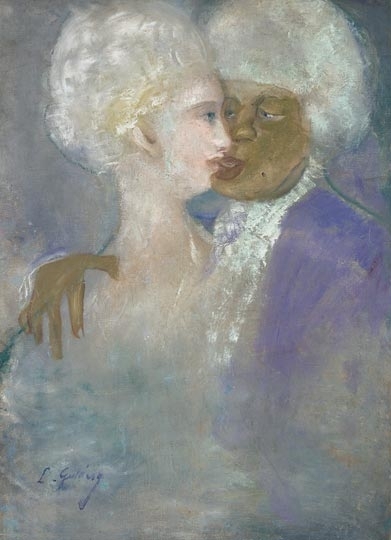 Gulácsy Lajos (1882-1932) The mulatto man and the  statue-white woman