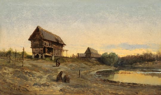 Telepy Károly (1828-1906) Halászház a Lónya folyó mellett, 1892