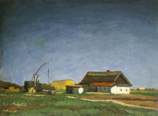Fényes Adolf (1867-1945) Farm with draw well