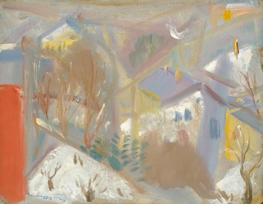 Márffy Ödön (1878-1959) Snow covered roofs, from the second half of the 1930s