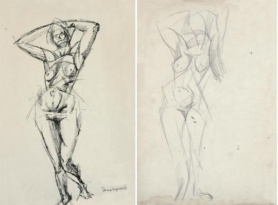 Tihanyi Lajos (1885-1938) Woman nude, 1913, On the reverse: Study