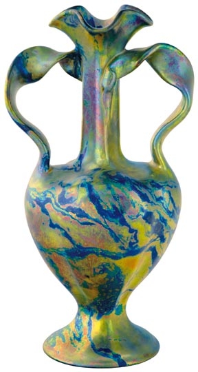 Zsolnay Vase with band-handles, Zsolnay, around 1900