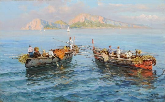 Kaufmann, Karl (1843-1901) Halászhajók az Adrián