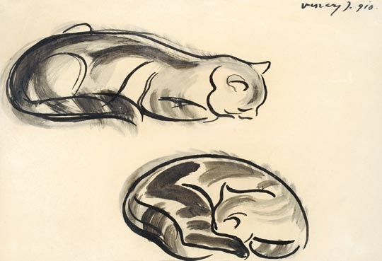 Vaszary János (1867-1939) Sleeping cats, 1910