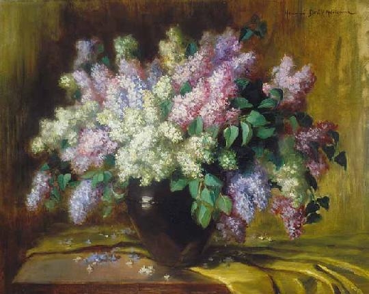 Henczné Deák Adrienne (1890-1956) Still life with lilacs