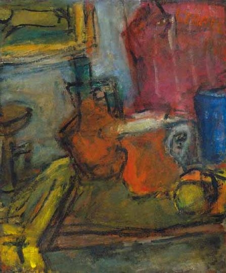Czóbel Béla (1883-1976) Csendélet vázákkal, festménnyel