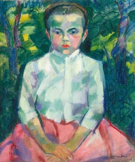Gadányi Jenő (1896-1960) Kislány lugasban, 1924