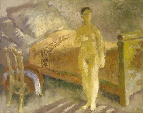 Szőnyi István (1894-1960) Női akt ágy előtt