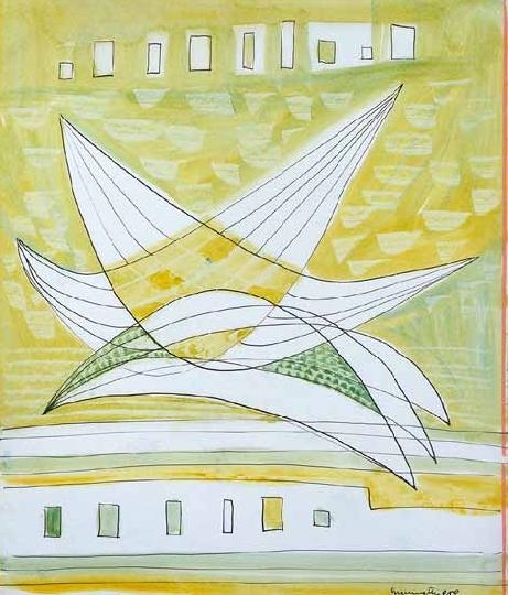 Gyarmathy Tihamér (1915-2005) Kompozíció homorú formákkal, 1959