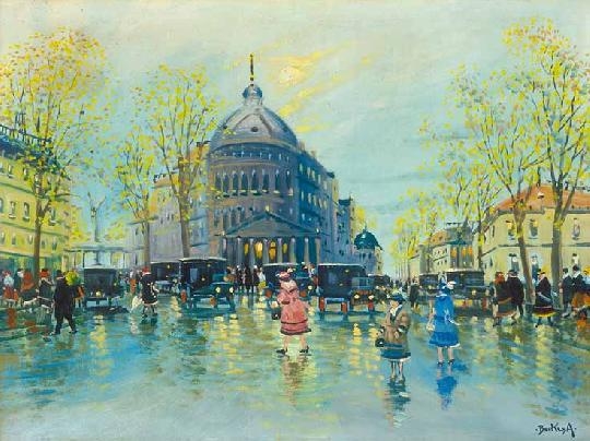 Berkes Antal (1874-1938) Play of lights in the rain