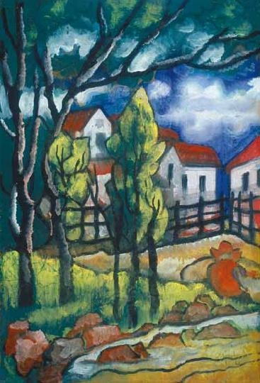 Scheiber Hugó (1873-1950) At the end of the gardens
