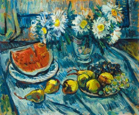 Schéner Mihály (1923-2009) Still life with fruits and flowers