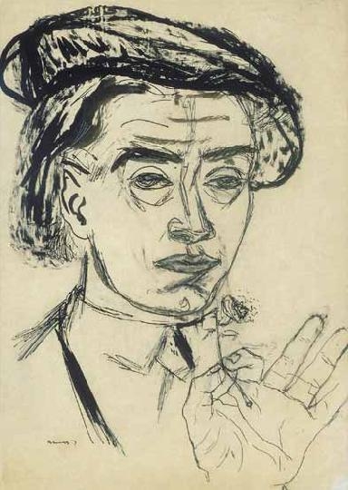 Ámos Imre (1907-1944) Self-portrait in a hat