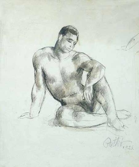 Patkó Károly (1895-1941) Sitting male nude, 1926