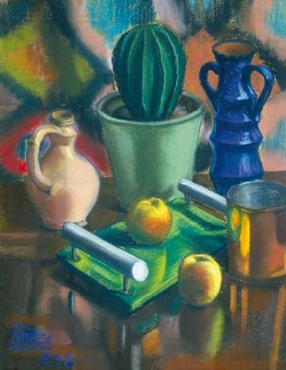 Pittner Olivér (1911-1971) Csendélet kaktusszal, 1938