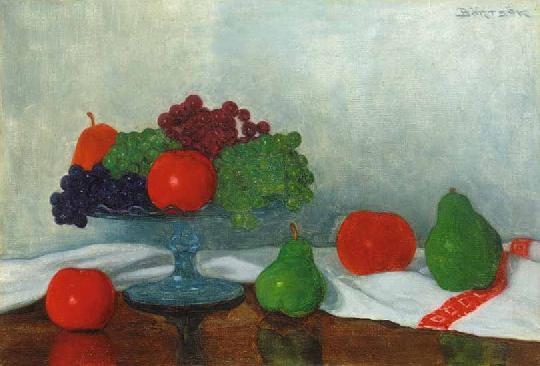 Börtsök Samu (1881-1931) Still life with table and fruits