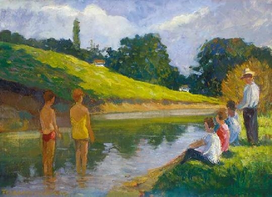 Ferenczy Valér (1885-1954) Gyerekek a vízparton, 1949